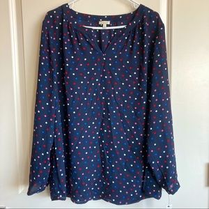 Talbots Polka Dot Long Sleeve Blouse 2X